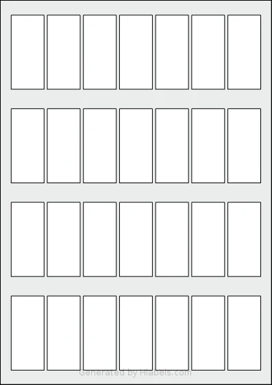 MrLabel® MR178 template with 28 rectangular 25.4 x 57.2 millimeter labels per sheet, on A4-size adhesive blank label sheets.