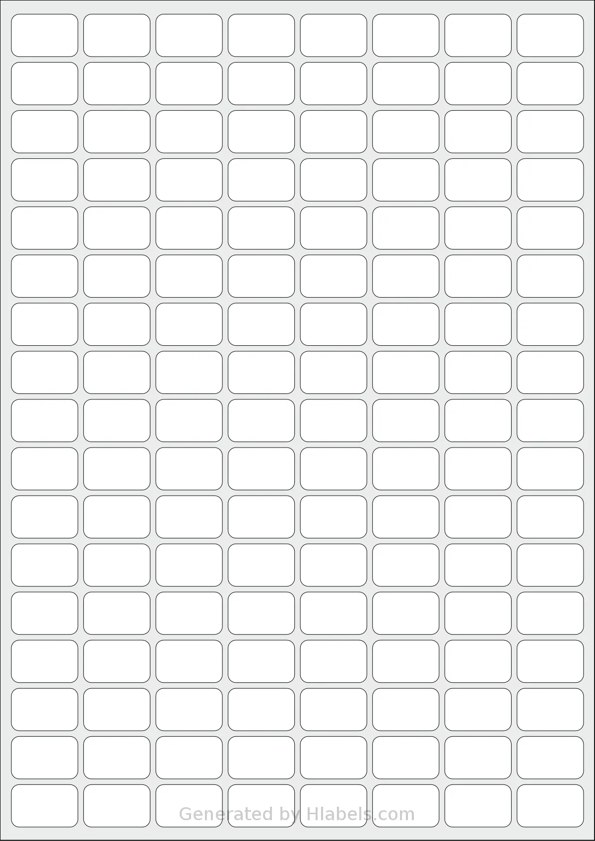 MrLabel® MR236 template with 136 rectangular 23.5 x 15 millimeter labels per sheet, on A4-size adhesive blank label sheets.