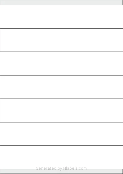 MrLabel® MR310 template with 7 rectangular 210 x 40 millimeter labels per sheet, on A4-size adhesive blank label sheets.