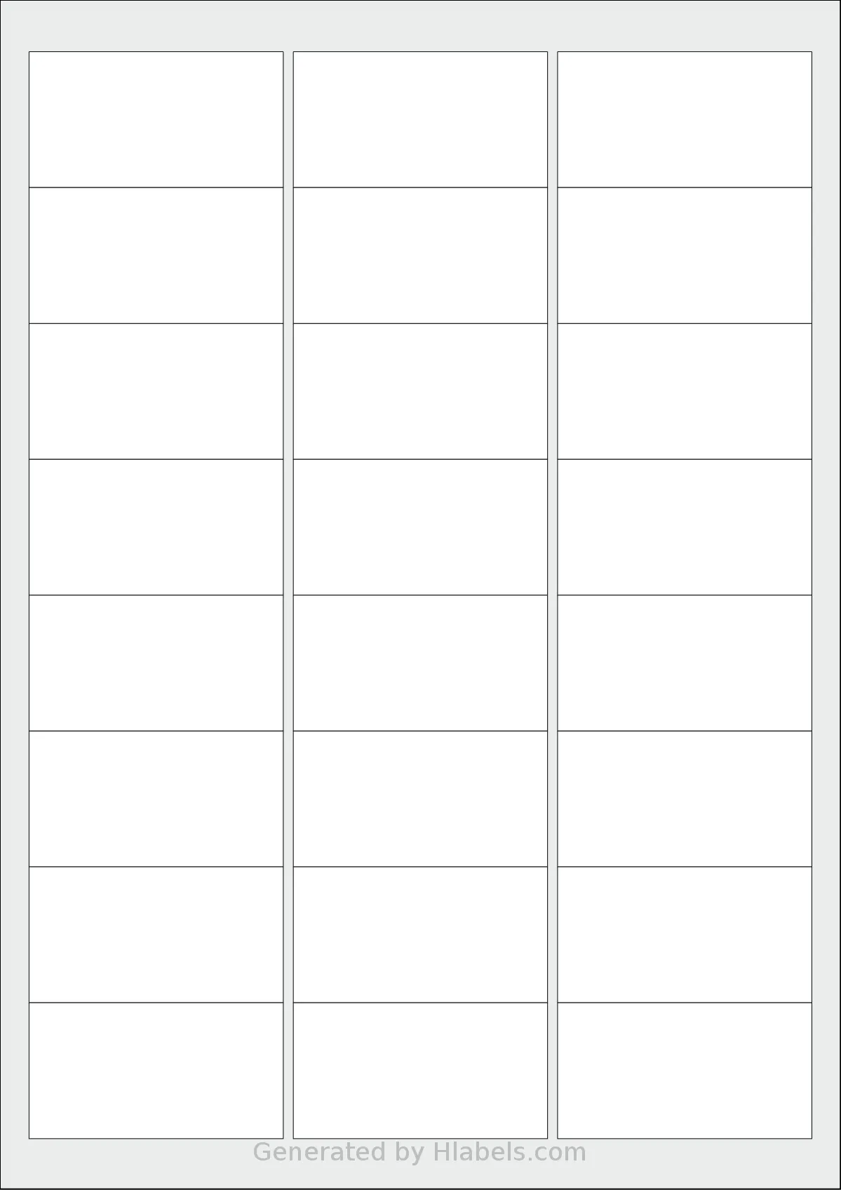 MrLabel® MR541 template with 24 rectangular 63.5 x 33.9 millimeter labels per sheet, on A4-size adhesive blank label sheets.
