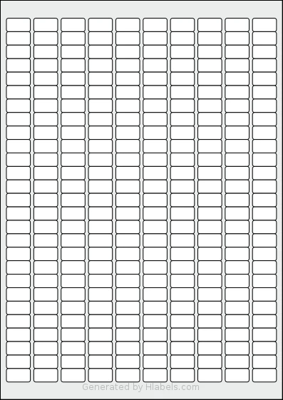 MrLabel® MR544 template with 270 rectangular 17.8 x 10 millimeter labels per sheet, on A4-size adhesive blank label sheets.