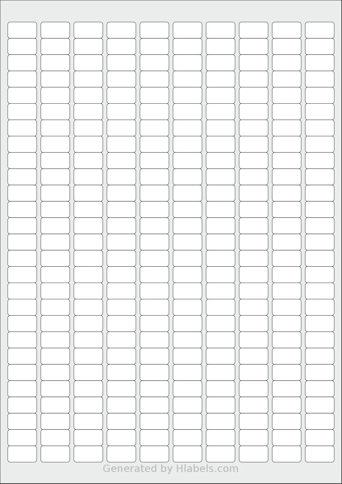 MrLabel® MR544 template with 270 rectangular 17.8 x 10 millimeter labels per sheet, on A4-size adhesive blank label sheets.