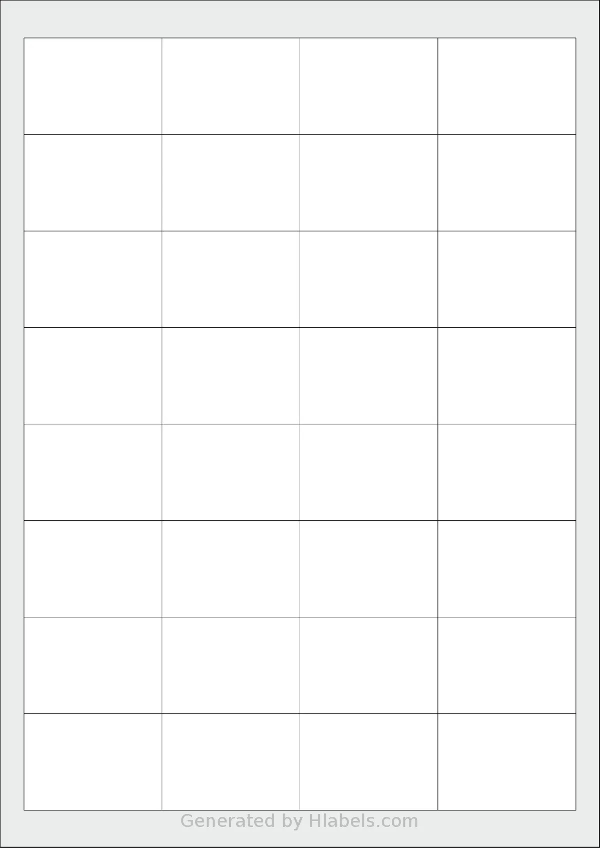 MrLabel® MR580 template with 32 rectangular 48.3 x 33.8 millimeter labels per sheet, on A4-size adhesive blank label sheets.