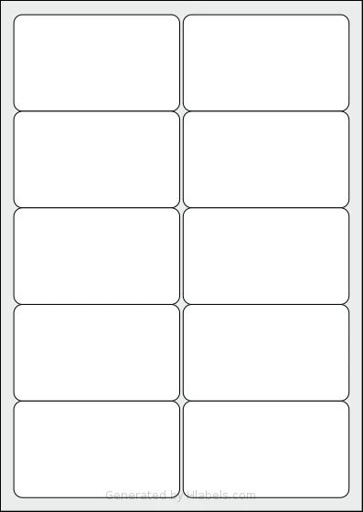 MrLabel® MR590 template with 10 rectangular 96 x 56 millimeter labels per sheet, on A4-size adhesive blank label sheets.