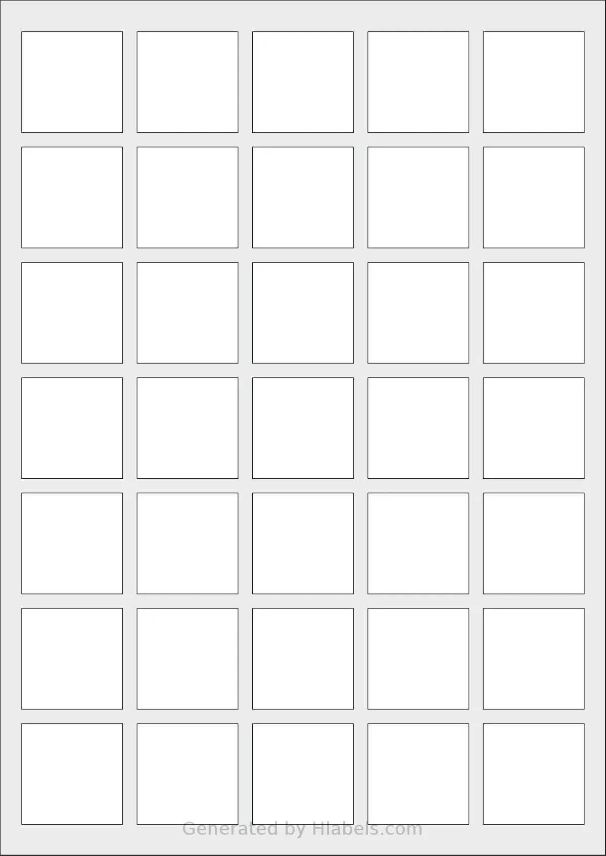 MrLabel® MR690 template with 35 square 35 x 35 millimeter labels per sheet, on A4-size adhesive blank label sheets.