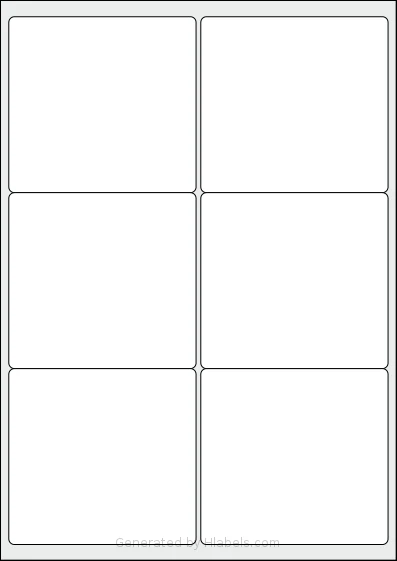 MrLabel® MR800 template with 6 rectangular 99.1 x 93.1 millimeter labels per sheet, on A4-size adhesive blank label sheets.