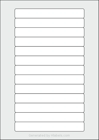 MrLabel® MR890 template with 13 rectangular 147.3 x 20 millimeter labels per sheet, on A4-size adhesive blank label sheets.