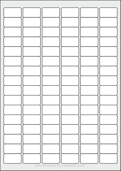 MrLabel® MR900 template with 96 rectangular 30.5 x 16.9 millimeter labels per sheet, on A4-size adhesive blank label sheets.