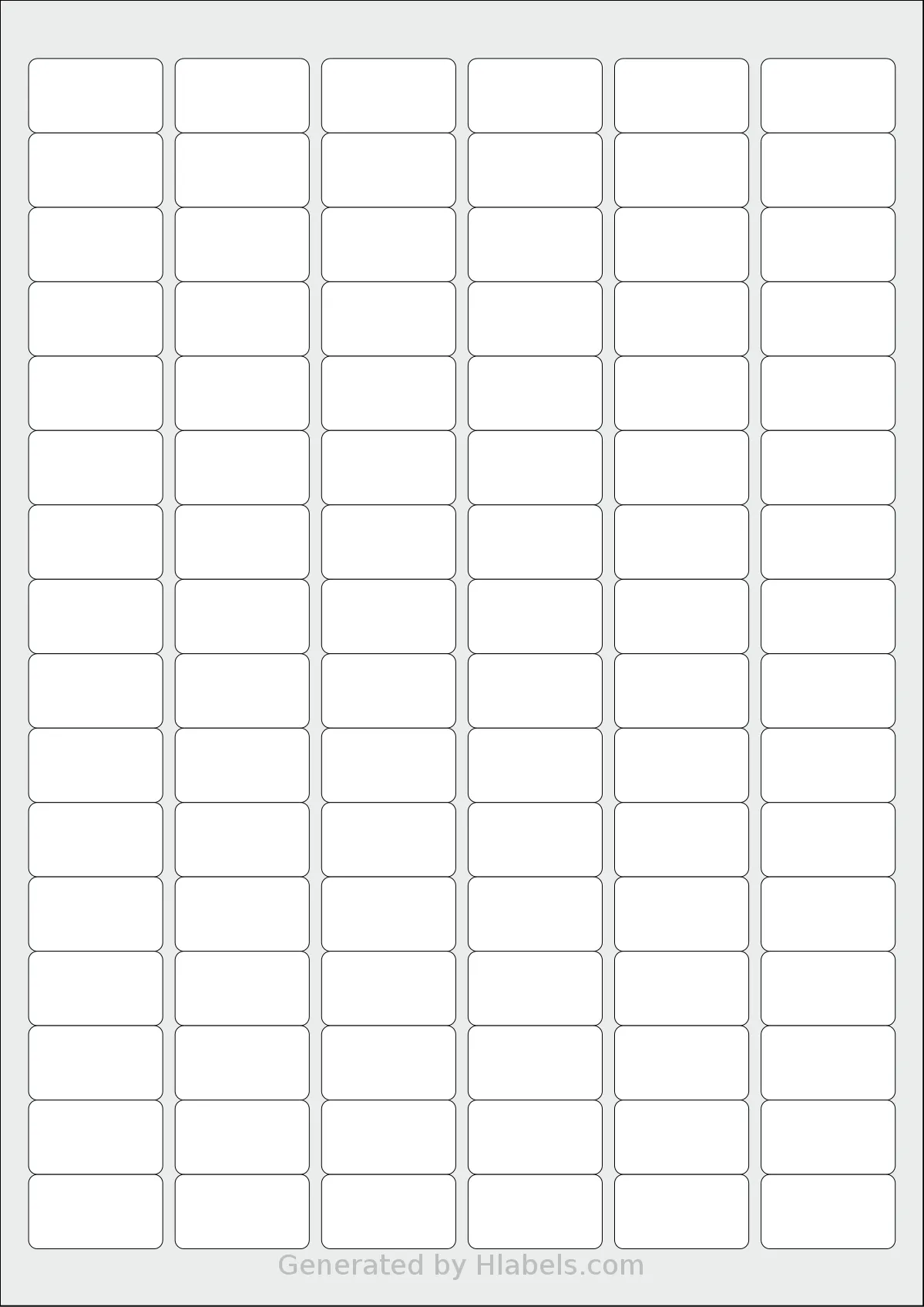 MrLabel® MR900 template with 96 rectangular 30.5 x 16.9 millimeter labels per sheet, on A4-size adhesive blank label sheets.