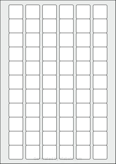 MrLabel® MR970 template with 66 square 25.4 x 25.4 millimeter labels per sheet, on A4-size adhesive blank label sheets.