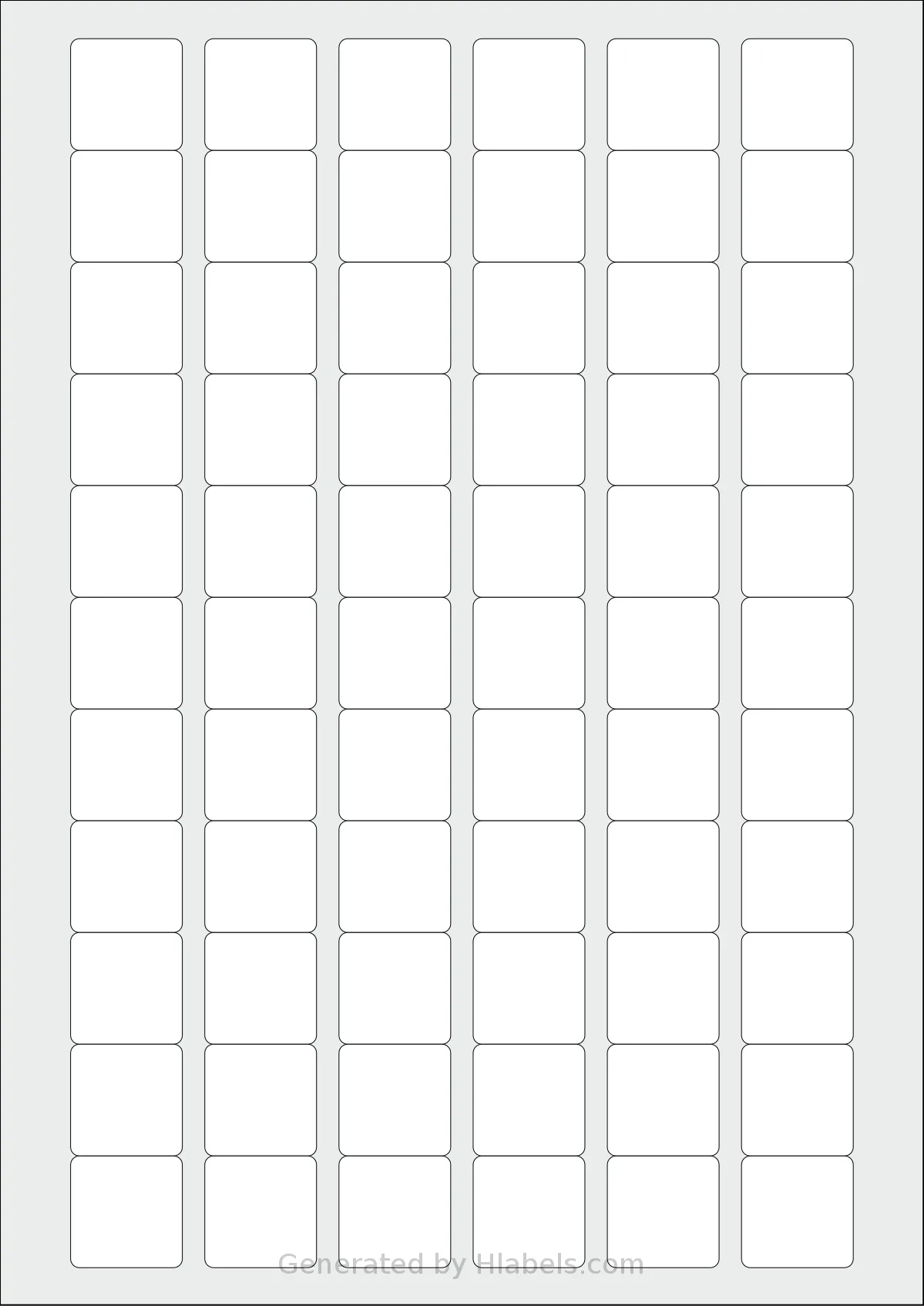 MrLabel® MR970 template with 66 square 25.4 x 25.4 millimeter labels per sheet, on A4-size adhesive blank label sheets.