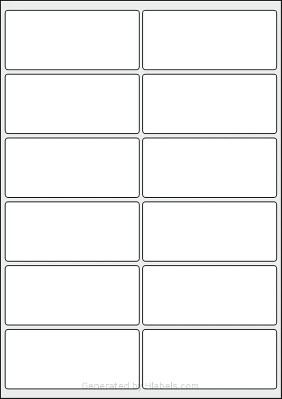 Oddy® ST-12 template with 12 rectangular 100 x 44.15 millimeter labels per sheet, on A4-size adhesive blank label sheets.