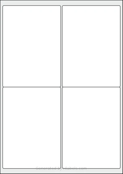 Oddy® ST-4 template with 4 rectangular 99.1 x 139 millimeter labels per sheet, on A4-size adhesive blank label sheets.