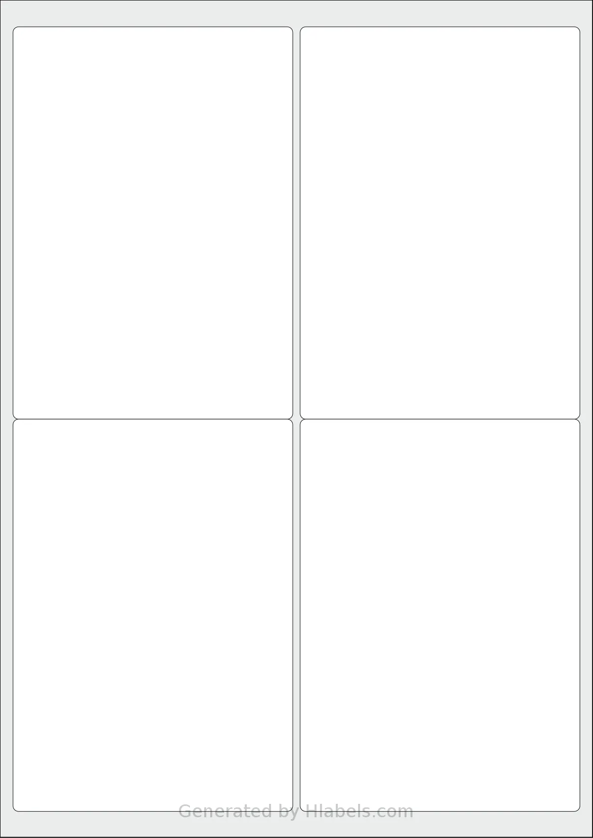 Oddy® ST-4 template with 4 rectangular 99.1 x 139 millimeter labels per sheet, on A4-size adhesive blank label sheets.