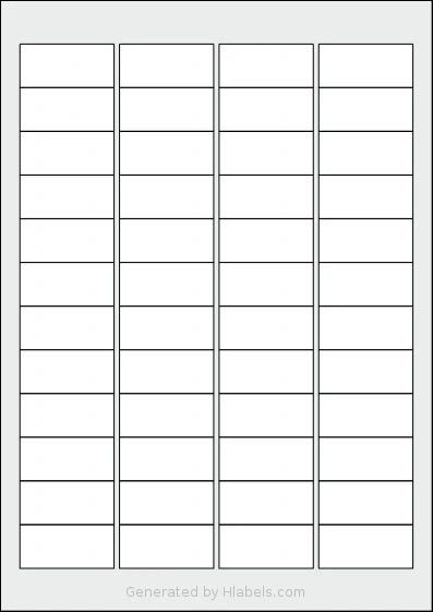 Oddy® ST-48 template with 48 rectangular 45.7 x 21.1 millimeter labels per sheet, on A4-size adhesive blank label sheets.