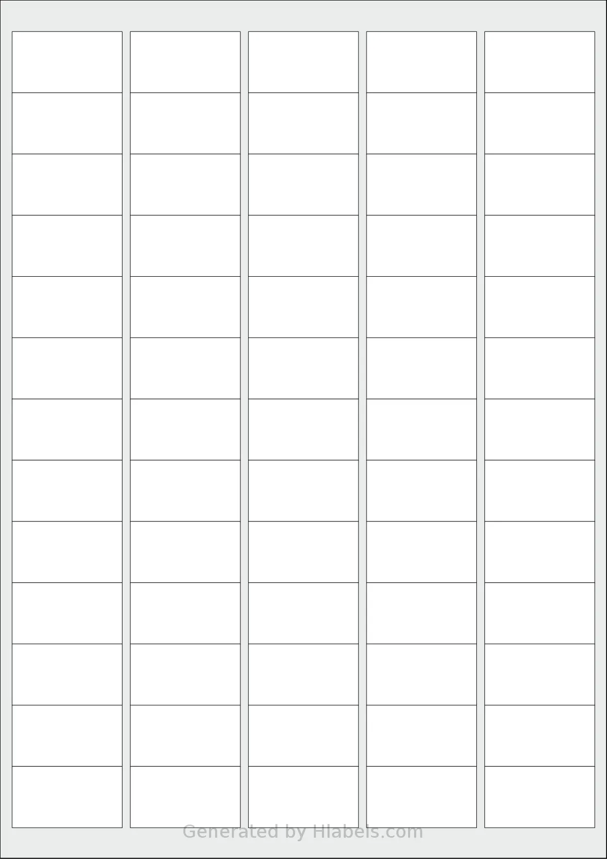 Oddy® ST-65 template with 65 rectangular 38.1 x 21.2 millimeter labels per sheet, on A4-size adhesive blank label sheets.