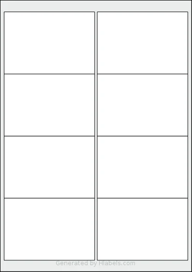 Oddy® ST-8 template with 8 rectangular 99.1 x 67.7 millimeter labels per sheet, on A4-size adhesive blank label sheets.