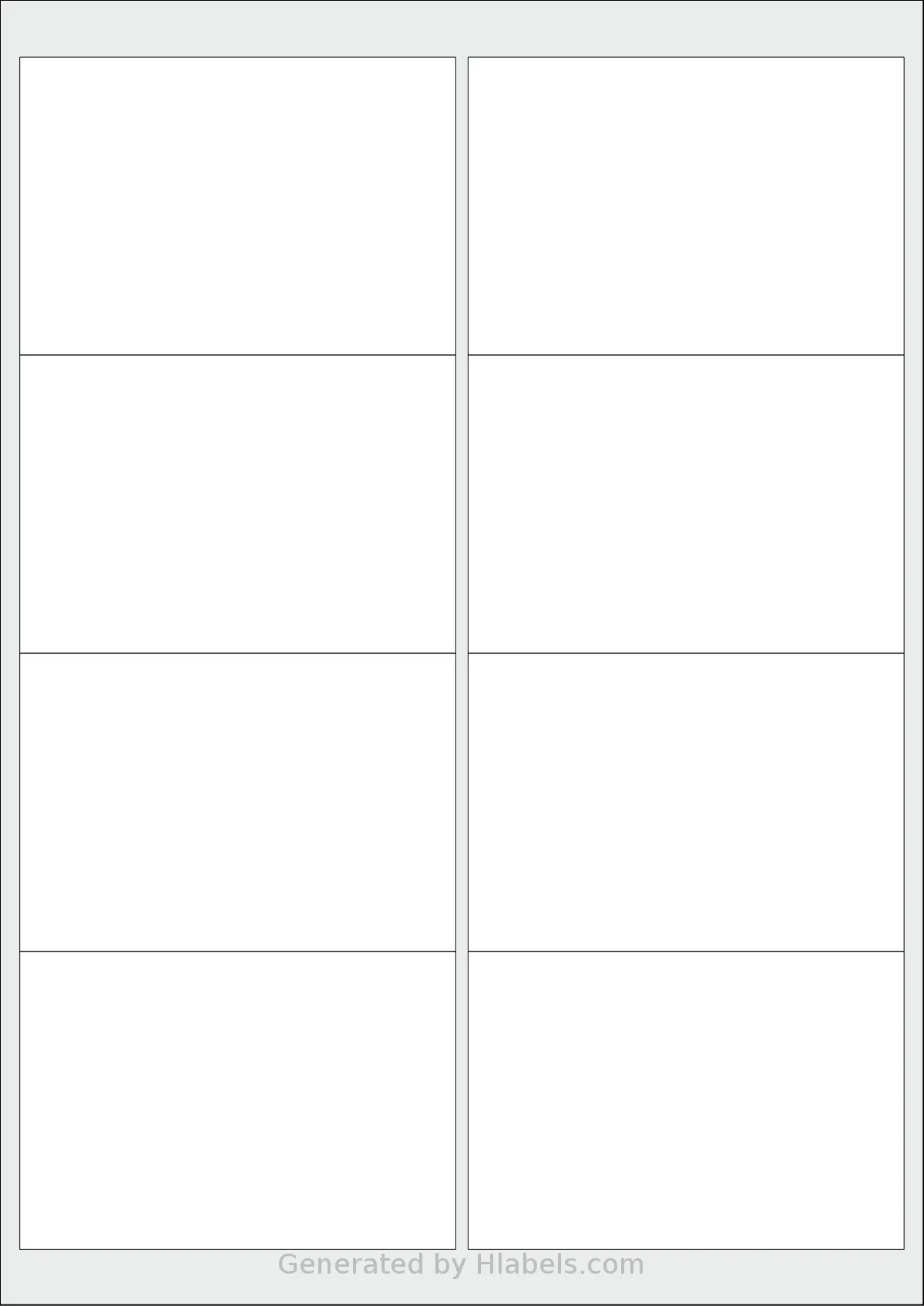 Oddy® ST-8 template with 8 rectangular 99.1 x 67.7 millimeter labels per sheet, on A4-size adhesive blank label sheets.