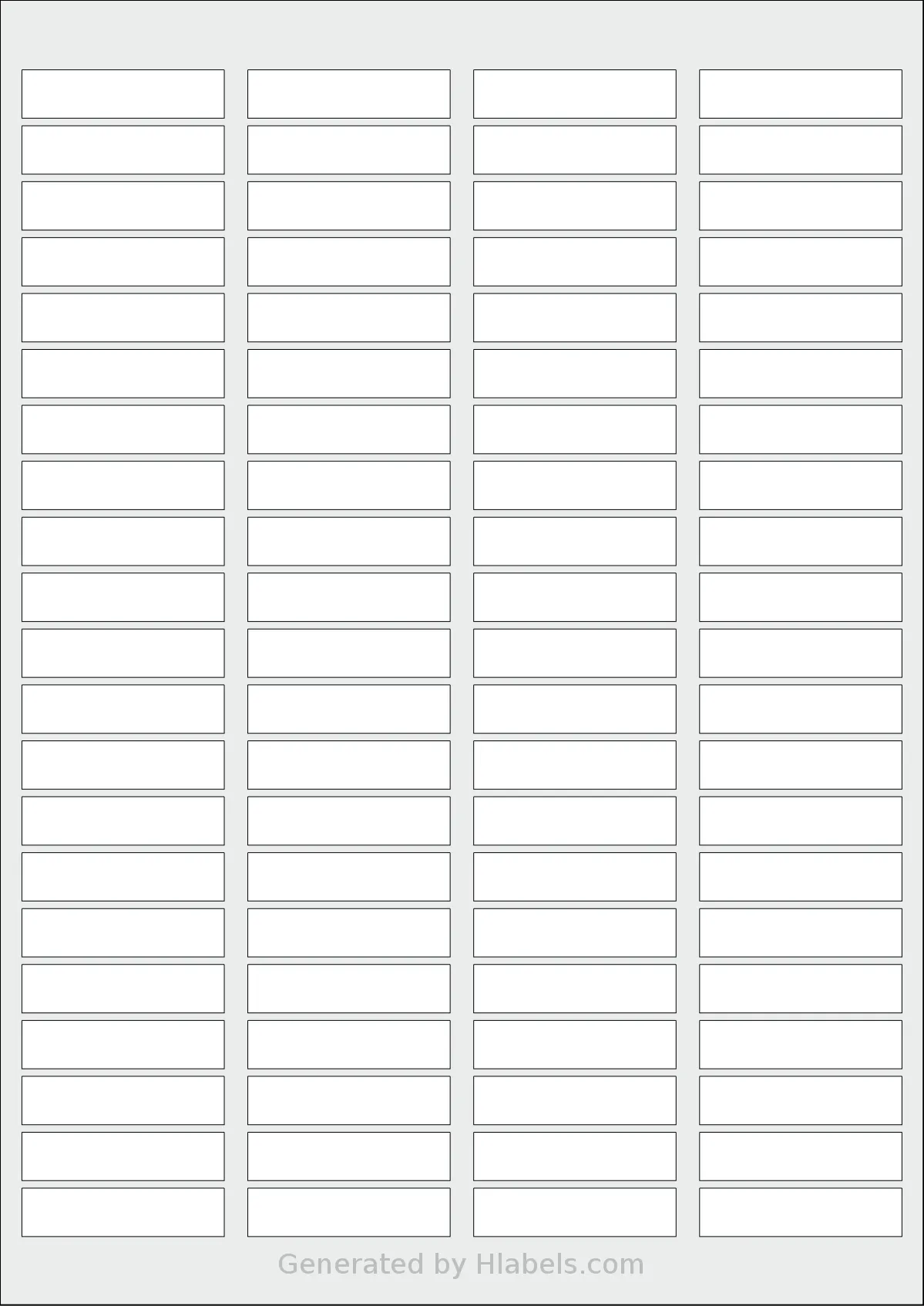 Oddy® ST-84 template with 84 rectangular 46 x 11 millimeter labels per sheet, on A4-size adhesive blank label sheets.