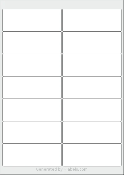 OnlineLabels® EU30011 template with 14 rectangular 99.1 x 38.1 millimeter labels per sheet, on A4-size adhesive blank label sheets.