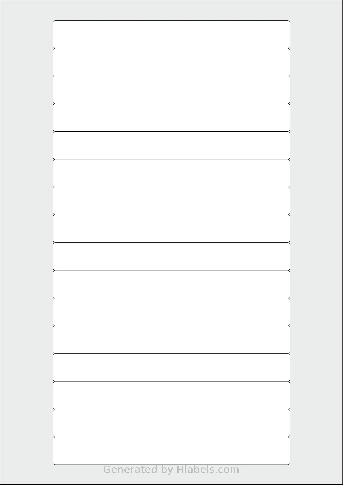 OnlineLabels® EU30012 template with 16 rectangular 145 x 17 millimeter labels per sheet, on A4-size adhesive blank label sheets.