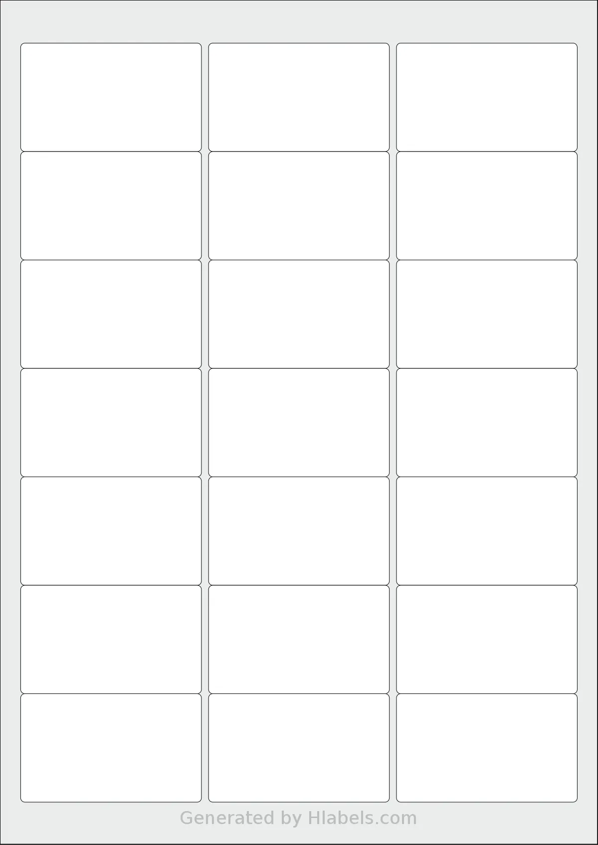 OnlineLabels® EU30015 template with 21 rectangular 63.5 x 38.1 millimeter labels per sheet, on A4-size adhesive blank label sheets.