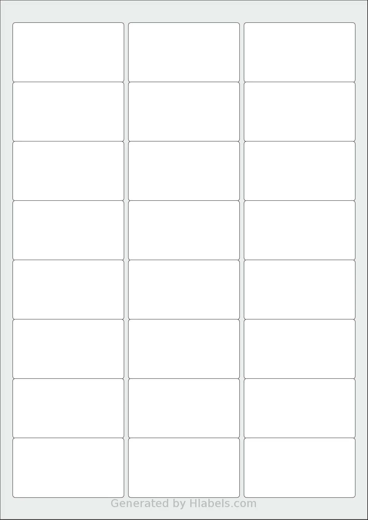OnlineLabels® EU30016 template with 24 rectangular 63.5 x 34.08 millimeter labels per sheet, on A4-size adhesive blank label sheets.