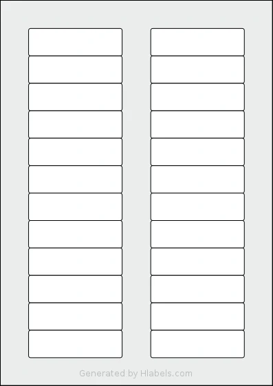 OnlineLabels® EU30017 template with 24 rectangular 72 x 21.1 millimeter labels per sheet, on A4-size adhesive blank label sheets.