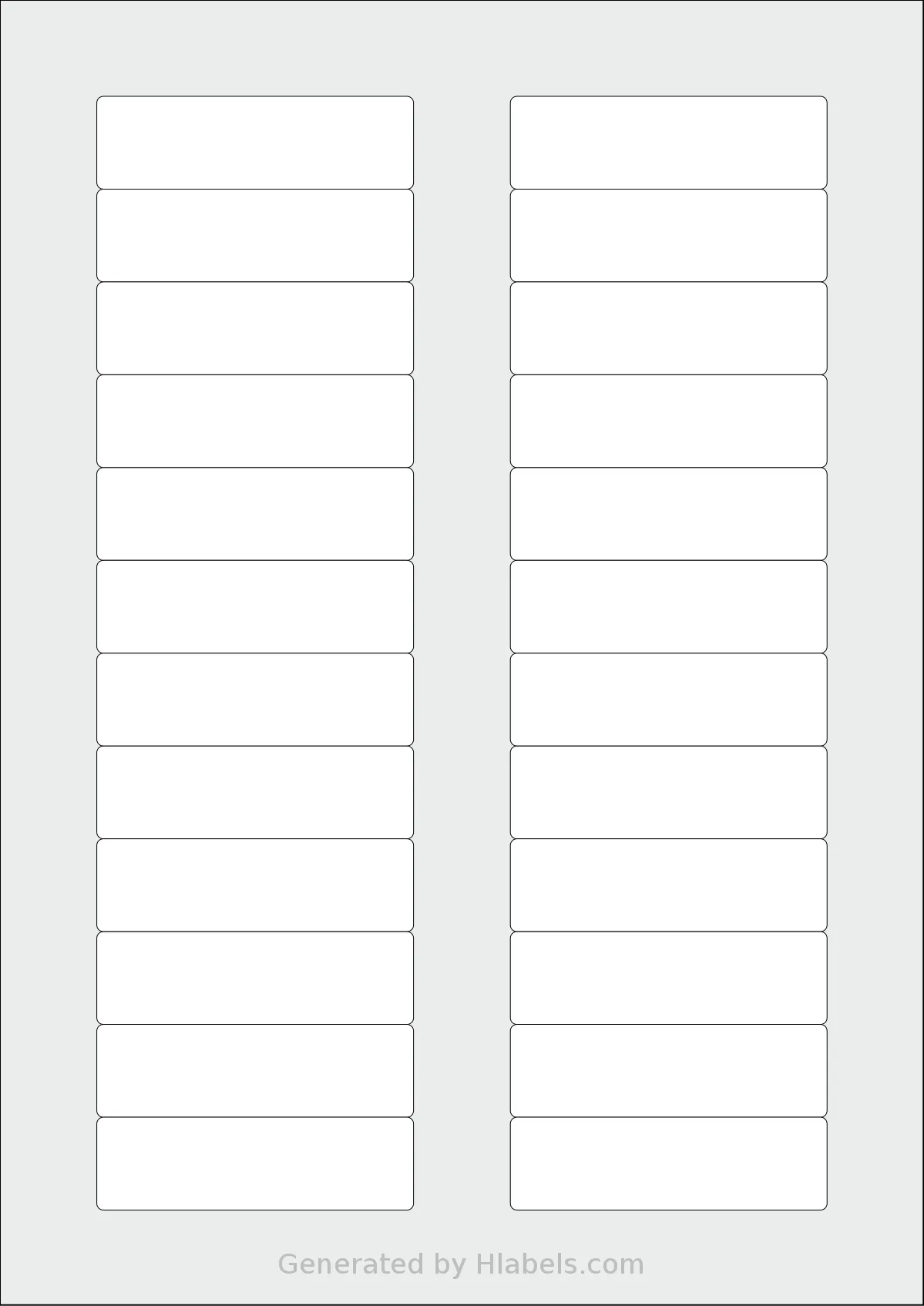OnlineLabels® EU30017 template with 24 rectangular 72 x 21.1 millimeter labels per sheet, on A4-size adhesive blank label sheets.