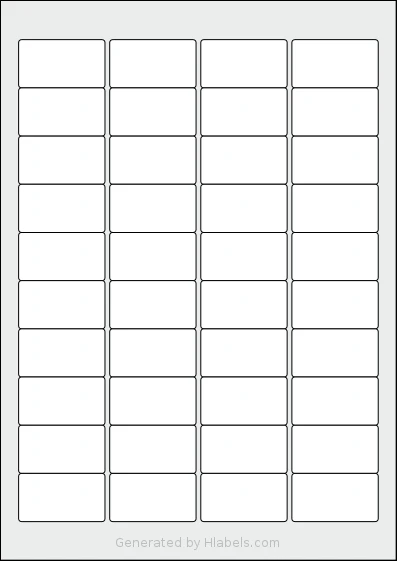 OnlineLabels® EU30018 template with 40 rectangular 45.7 x 25.5 millimeter labels per sheet, on A4-size adhesive blank label sheets.