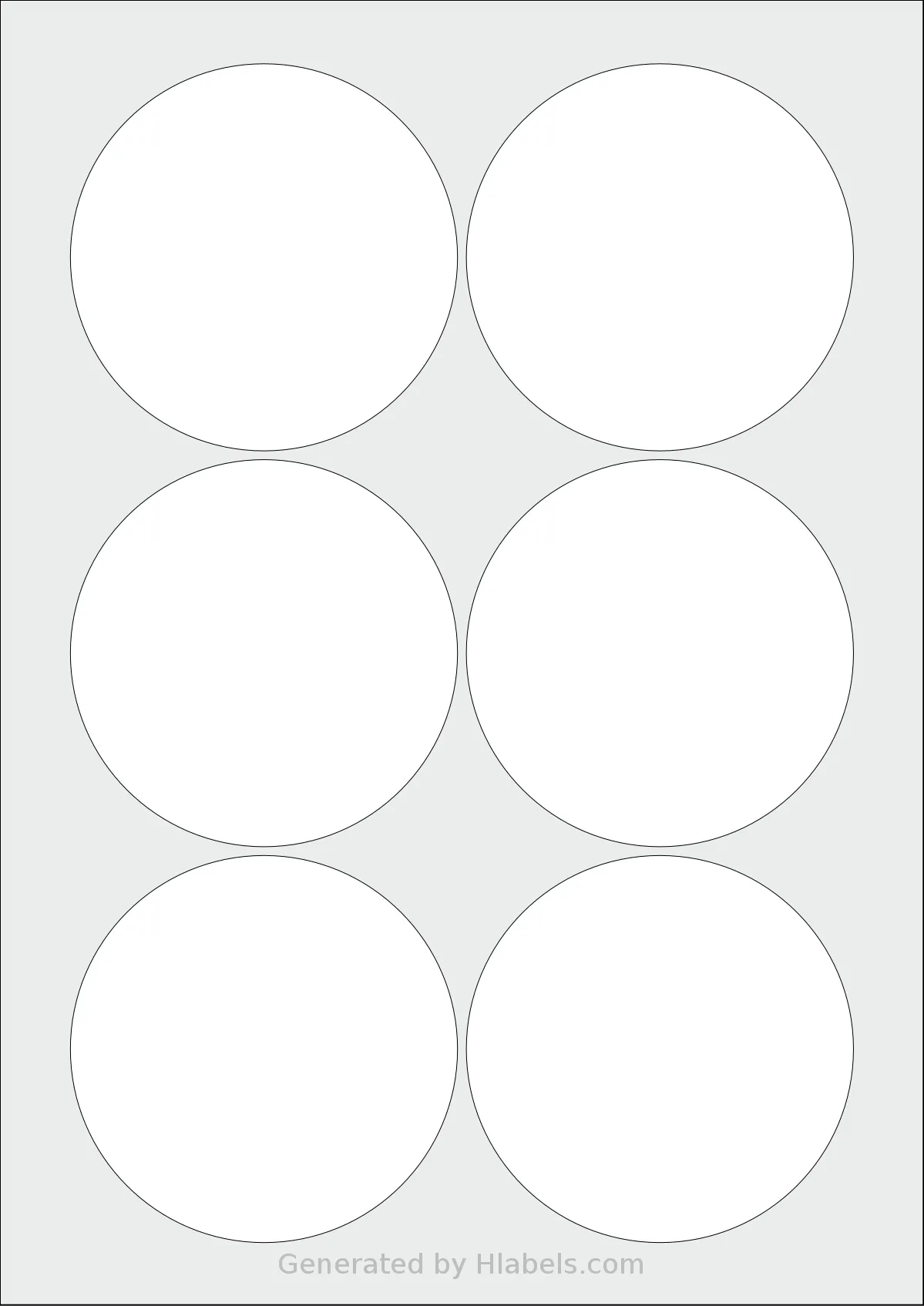 OnlineLabels® EU30024 template with 6 circle labels per sheet, each 88 millimeter in diameter, on A4-size adhesive blank label sheets.