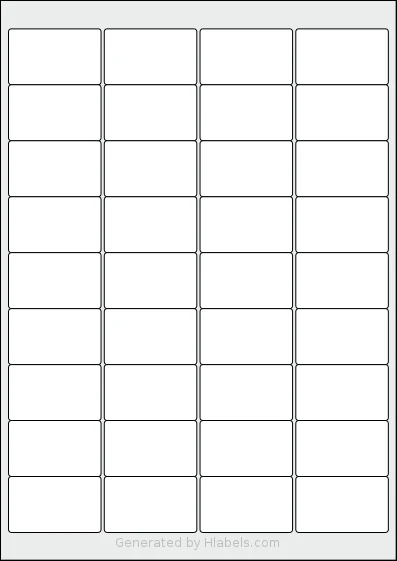 OnlineLabels® EU30048 template with 36 rectangular 48.975 x 29.6111 millimeter labels per sheet, on A4-size adhesive blank label sheets.