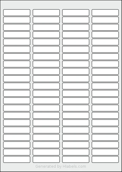 OnlineLabels® EU30049 template with 84 rectangular 46 x 11 millimeter labels per sheet, on A4-size adhesive blank label sheets.
