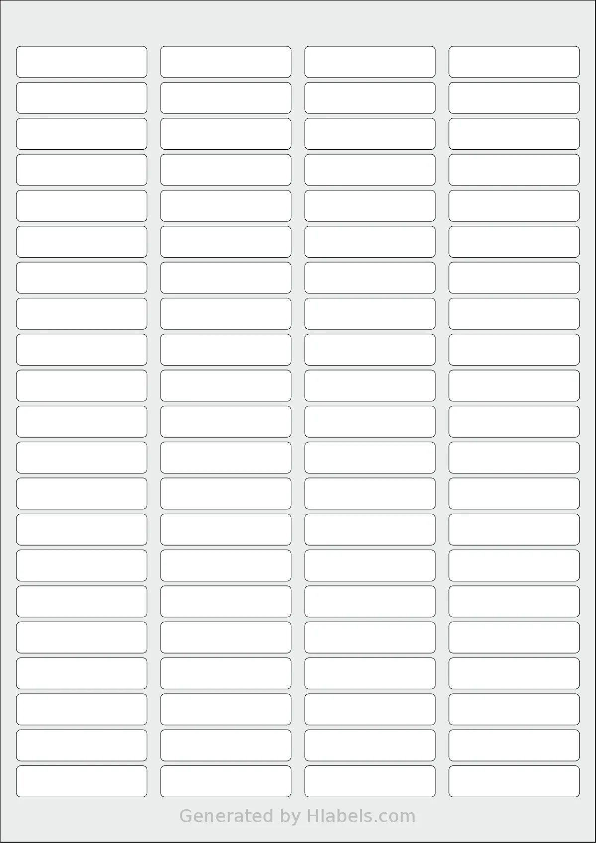 OnlineLabels® EU30049 template with 84 rectangular 46 x 11 millimeter labels per sheet, on A4-size adhesive blank label sheets.