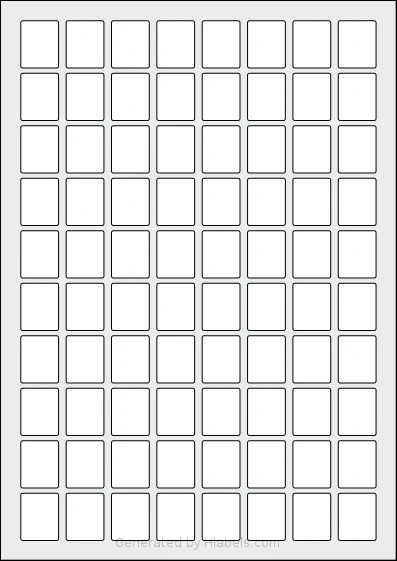OnlineLabels® EU30052 template with 80 rectangular 20 x 25 millimeter labels per sheet, on A4-size adhesive blank label sheets.
