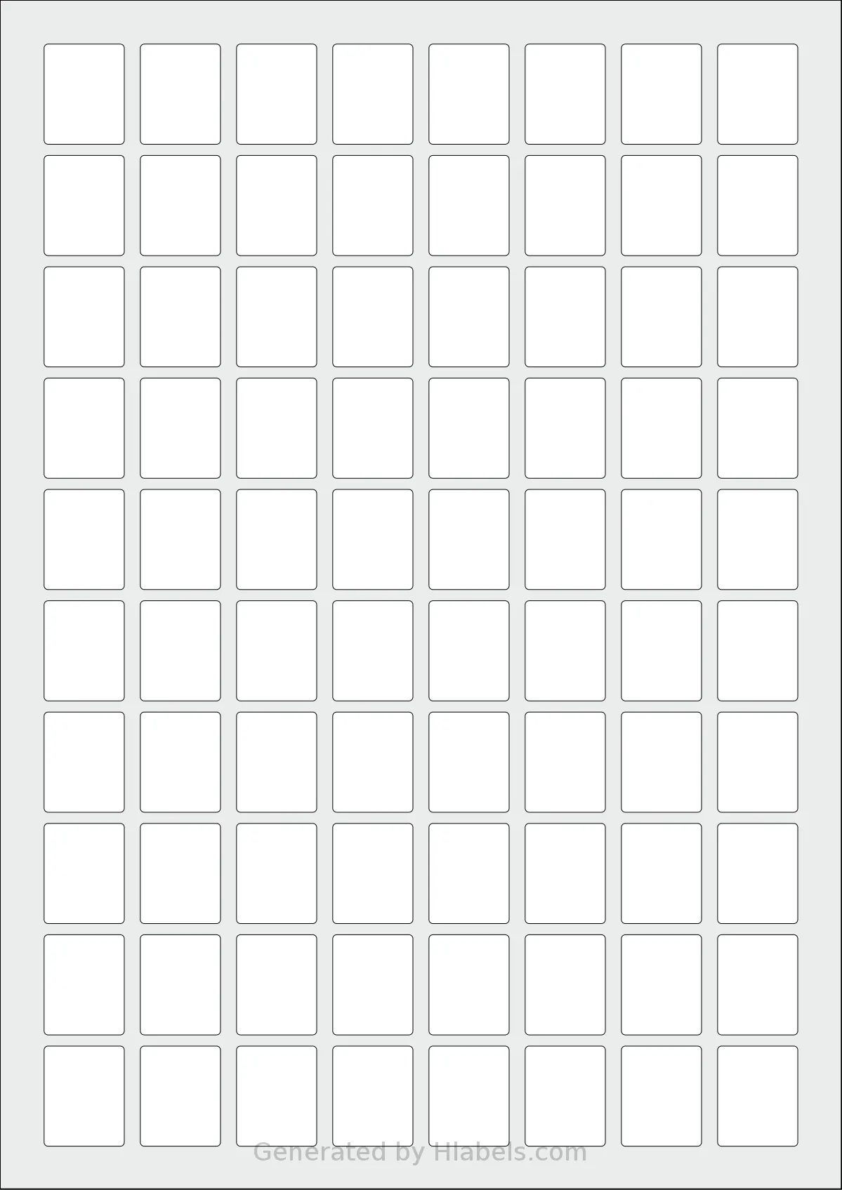 OnlineLabels® EU30052 template with 80 rectangular 20 x 25 millimeter labels per sheet, on A4-size adhesive blank label sheets.
