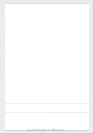 OnlineLabels® EU30056 template with 28 rectangular 94 x 20 millimeter labels per sheet, on A4-size adhesive blank label sheets.