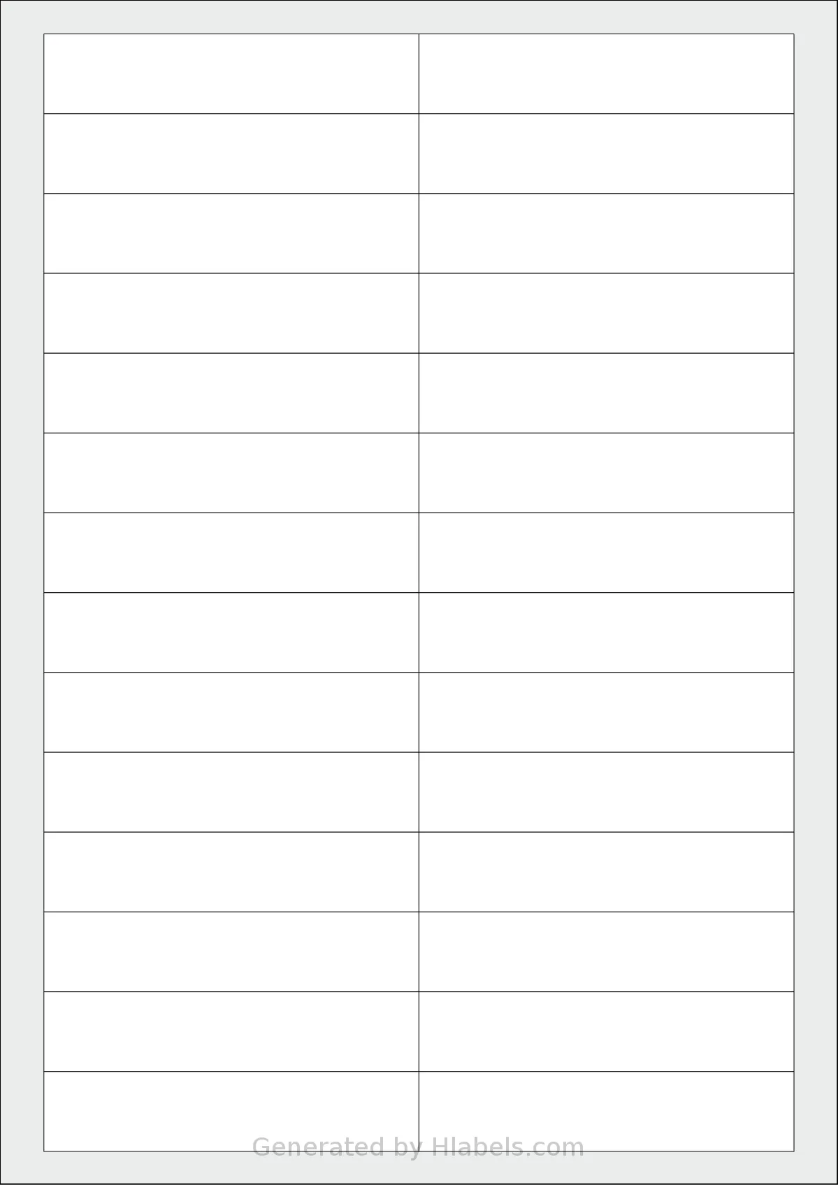 OnlineLabels® EU30056 template with 28 rectangular 94 x 20 millimeter labels per sheet, on A4-size adhesive blank label sheets.