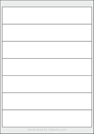 OnlineLabels® EU30060 template with 7 rectangular 200 x 38 millimeter labels per sheet, on A4-size adhesive blank label sheets.