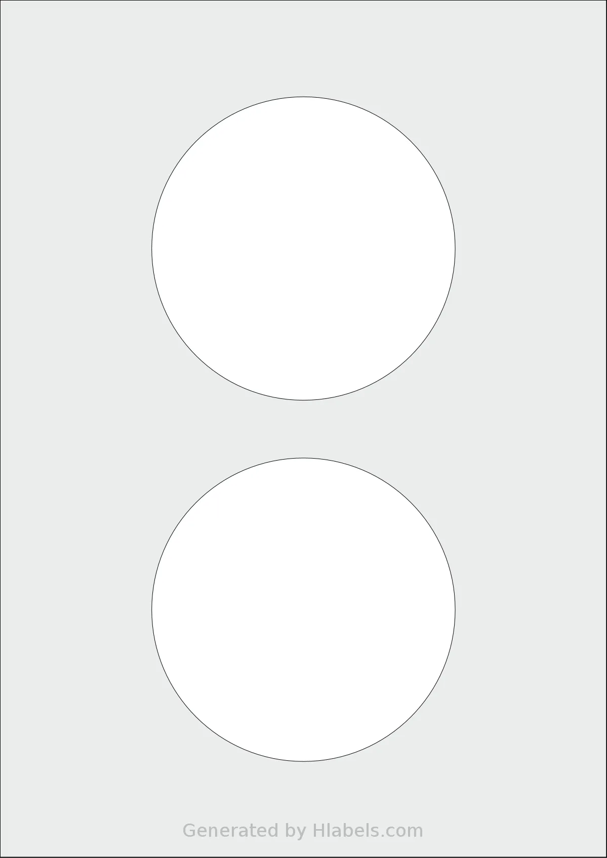 OnlineLabels® EU30063 template with 2 circle labels per sheet, each 105 millimeter in diameter, on A4-size adhesive blank label sheets.