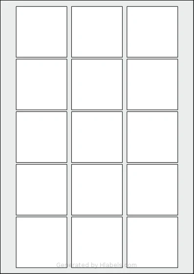 OnlineLabels® EU30069 template with 15 square 55 x 55 millimeter labels per sheet, on A4-size adhesive blank label sheets.