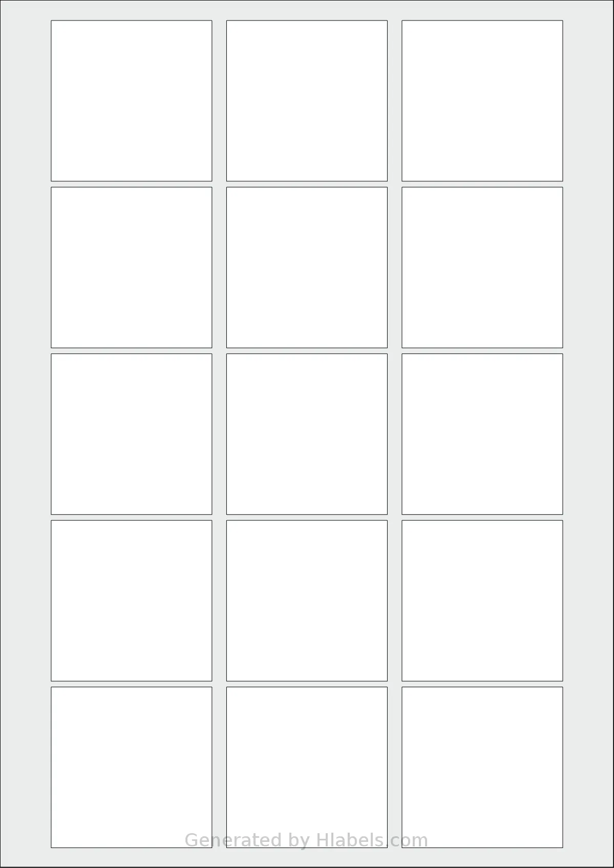 OnlineLabels® EU30069 template with 15 square 55 x 55 millimeter labels per sheet, on A4-size adhesive blank label sheets.