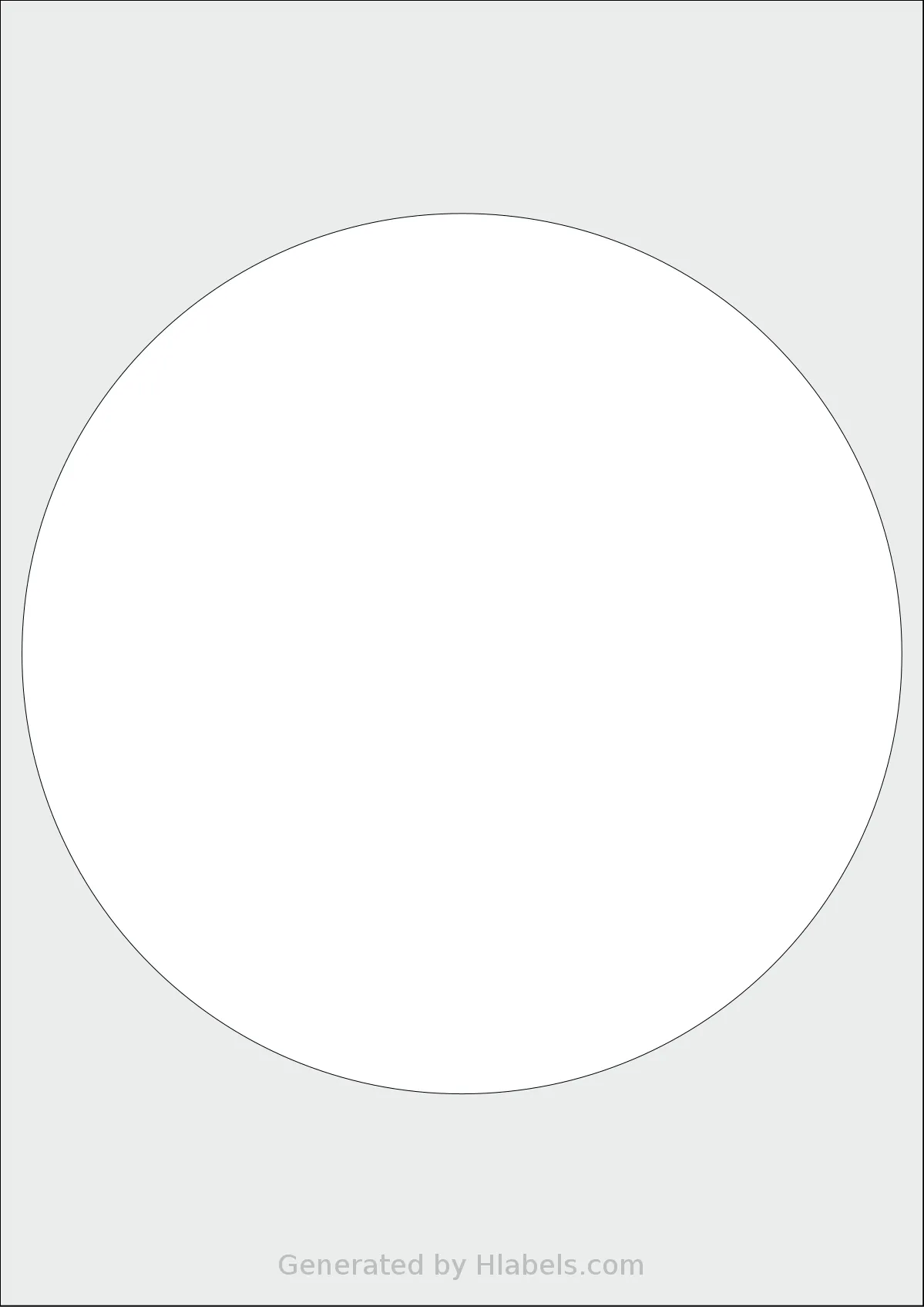 OnlineLabels® EU30073 template with 1 circle labels per sheet, each 200 millimeter in diameter, on A4-size adhesive blank label sheets.