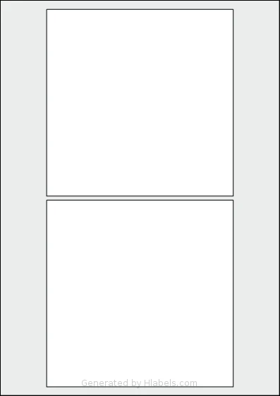 OnlineLabels® EU30078 template with 2 square 140 x 140 millimeter labels per sheet, on A4-size adhesive blank label sheets.
