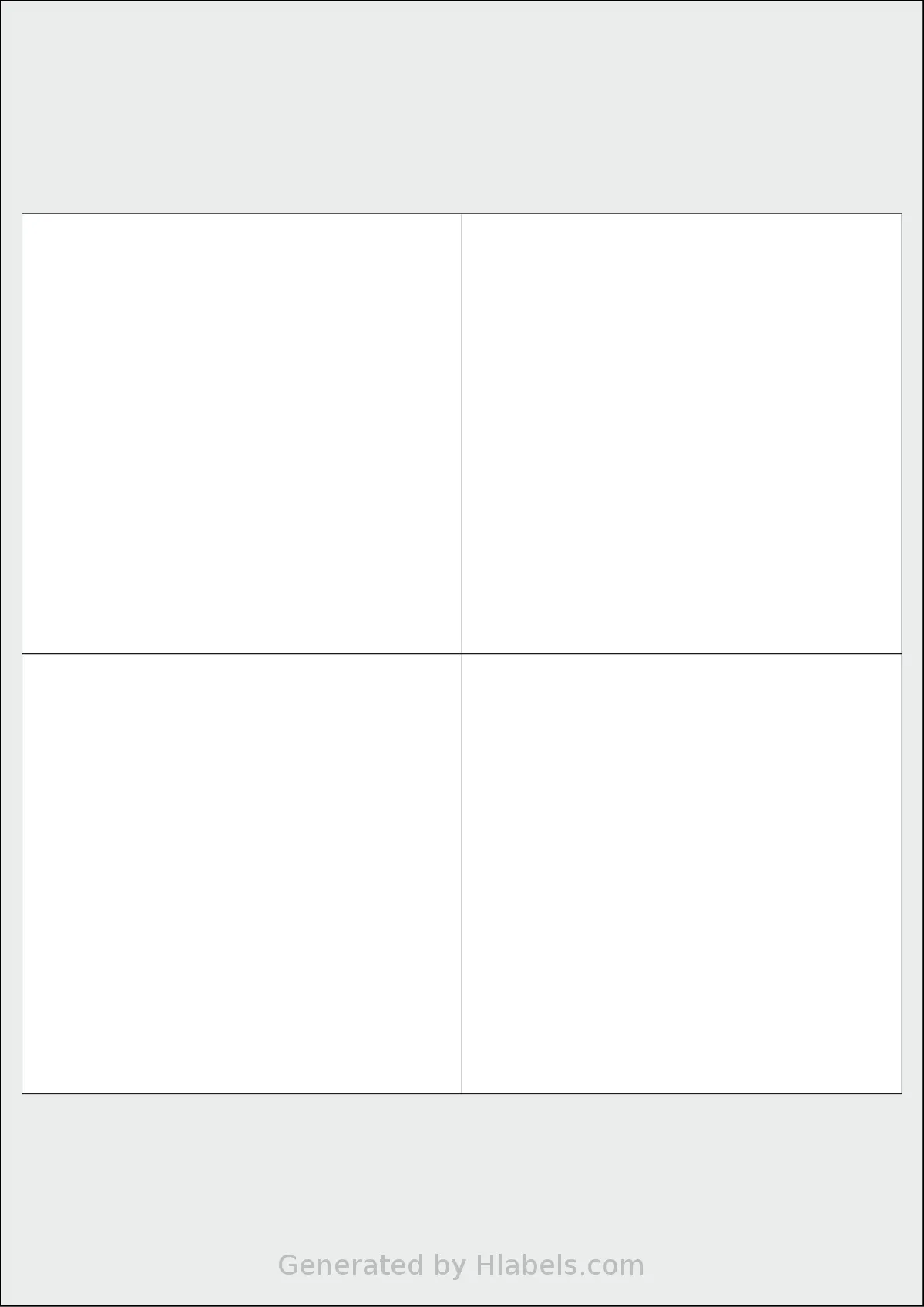 OnlineLabels® EU30079 template with 4 square 100 x 100 millimeter labels per sheet, on A4-size adhesive blank label sheets.