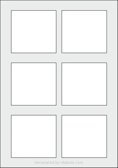 OnlineLabels® EU30081 template with 6 rectangular 80 x 75 millimeter labels per sheet, on A4-size adhesive blank label sheets.
