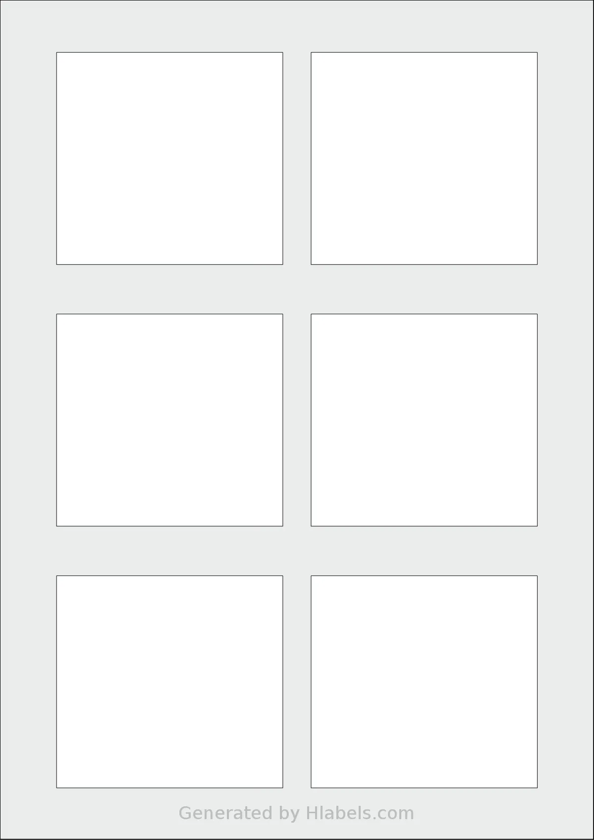 OnlineLabels® EU30081 template with 6 rectangular 80 x 75 millimeter labels per sheet, on A4-size adhesive blank label sheets.