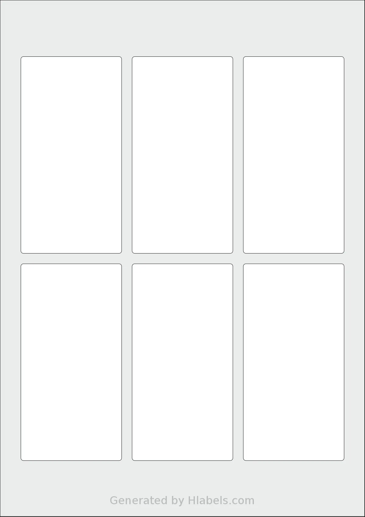 OnlineLabels® EU30089 template with 6 rectangular 58 x 113 millimeter labels per sheet, on A4-size adhesive blank label sheets.