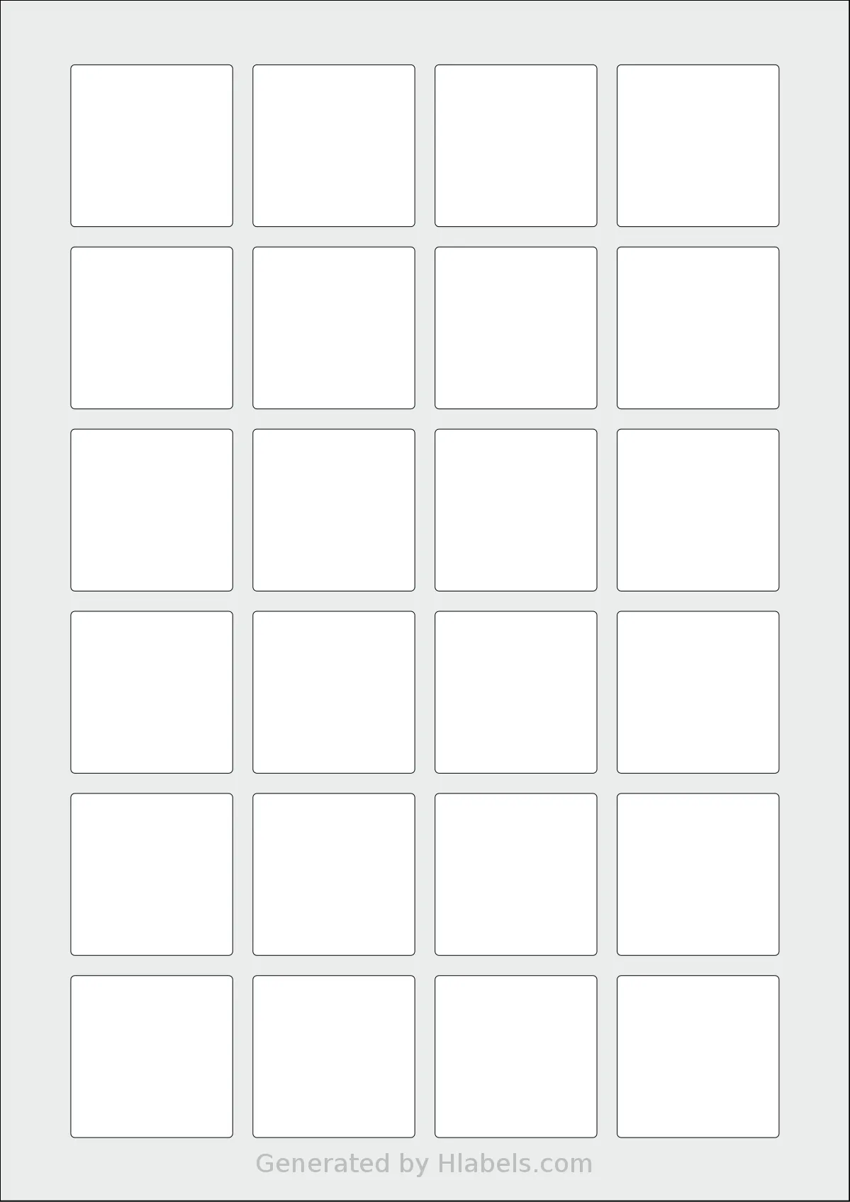 OnlineLabels® EU30092 template with 24 square 40 x 40 millimeter labels per sheet, on A4-size adhesive blank label sheets.