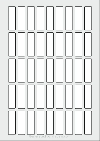 OnlineLabels® EU30093 template with 45 rectangular 15 x 50 millimeter labels per sheet, on A4-size adhesive blank label sheets.